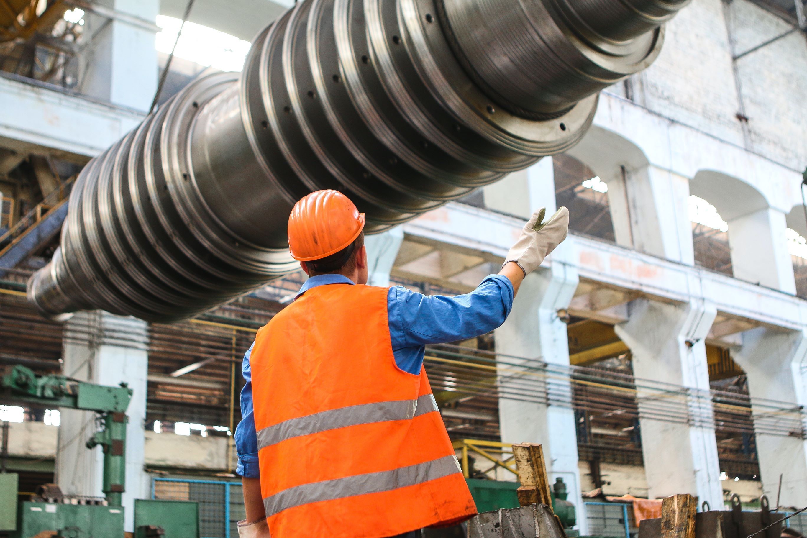 Turbine rotor being lifted into place